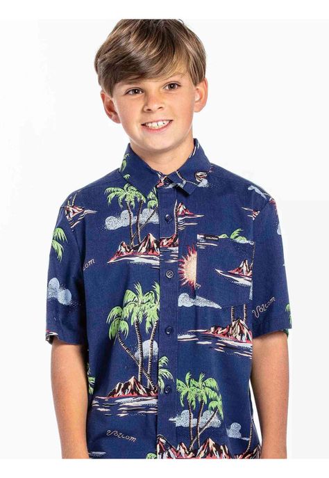 Camisa ISLE HOPPA SS Juvenil Azul Volcom-0