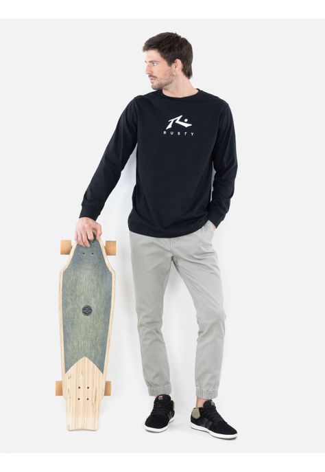 Polera ML Wavepunk Negro Hombre Rusty-3