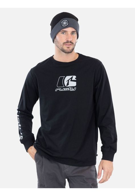Polera ML Gritrider Negro Hombre Rusty-0