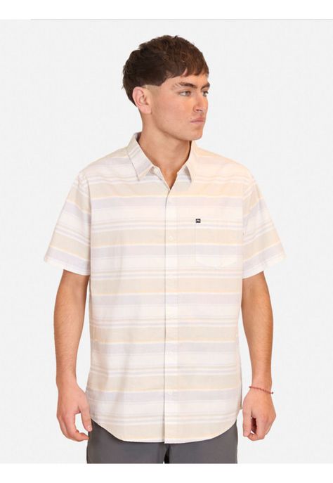 Camisa M/C Shirt Lines Light Green Multicolor Hombre Rusty-0