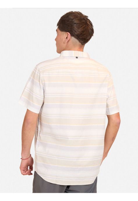 Camisa M/C Shirt Lines Light Green Multicolor Hombre Rusty-1