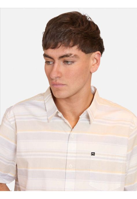 Camisa M/C Shirt Lines Light Green Multicolor Hombre Rusty-2