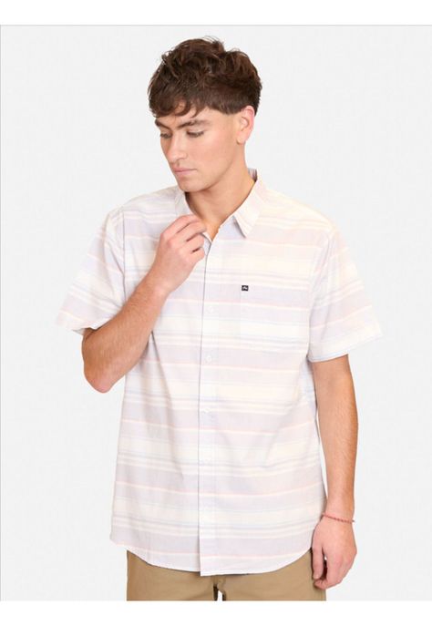 Camisa M/C Shirt Lines Light Blue Multicolor Hombre Rusty-0