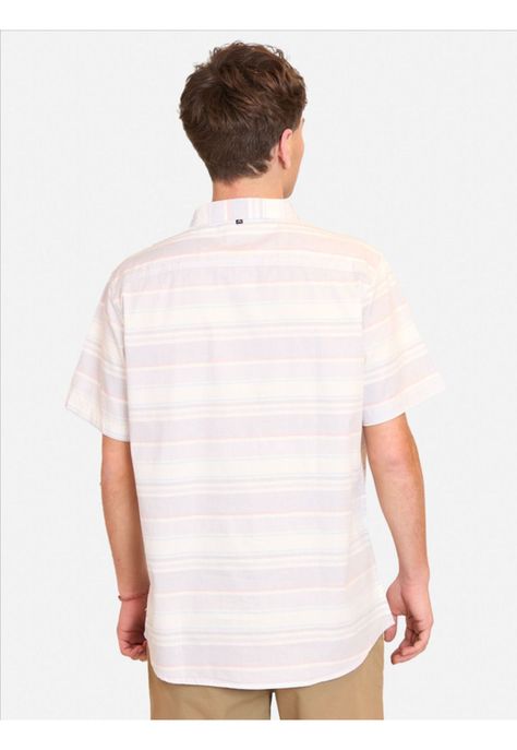 Camisa M/C Shirt Lines Light Blue Multicolor Hombre Rusty-1