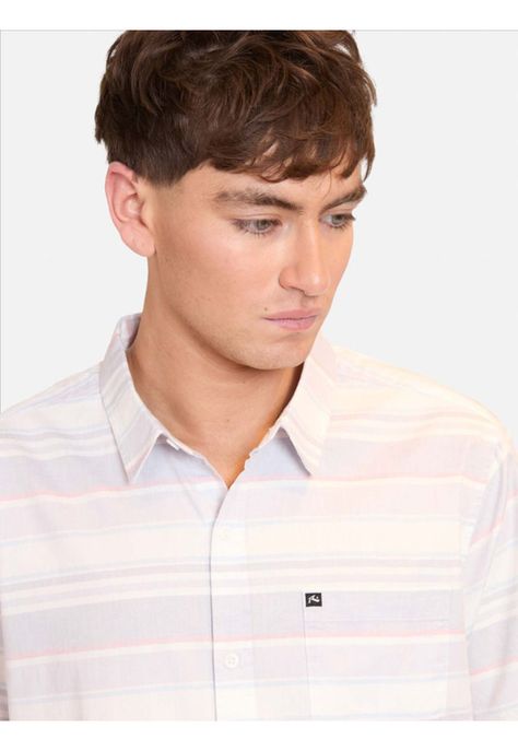 Camisa M/C Shirt Lines Light Blue Multicolor Hombre Rusty-2