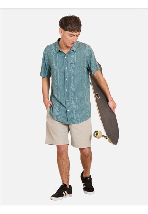 Camisa M/C Bon Voyage Ss Multicolor Hombre Rusty-3