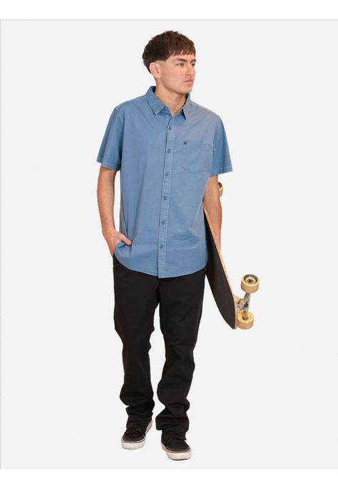 Camisa M/C R Die Ss Azul Hombre Rusty-3