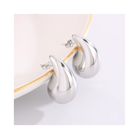 Aros Plata Estilo Gota Chunky 26 mm-3
