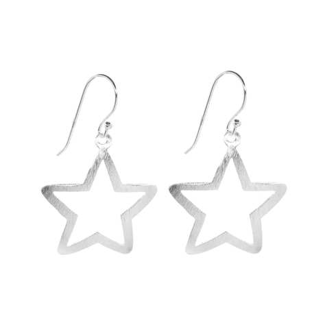 Conjunto de Plata Con Figuras de Estrellas Satinadas-2