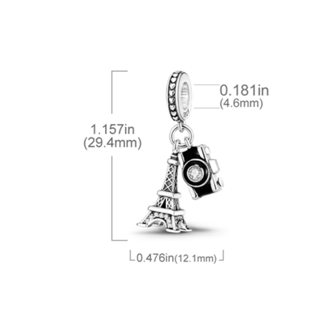 Charm Colgante Torre Eiffel y Camara-3
