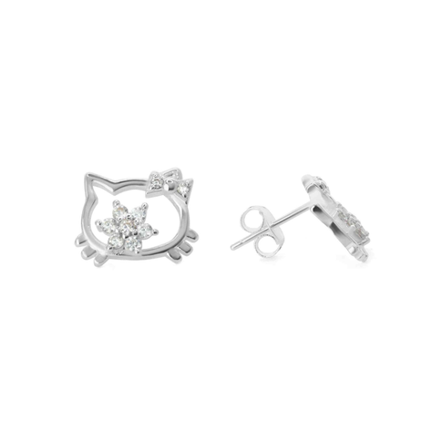 Aros de Plata Figura Hello Kitty Con Circones-0