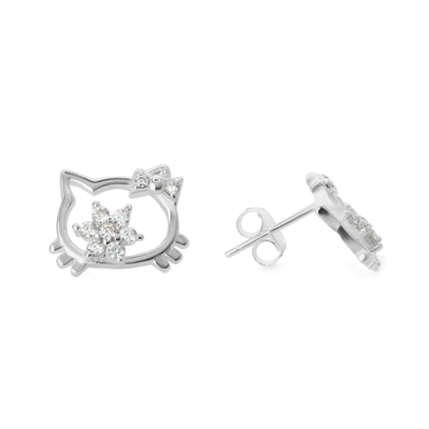 Aros de Plata Figura Hello Kitty Con Circones-1