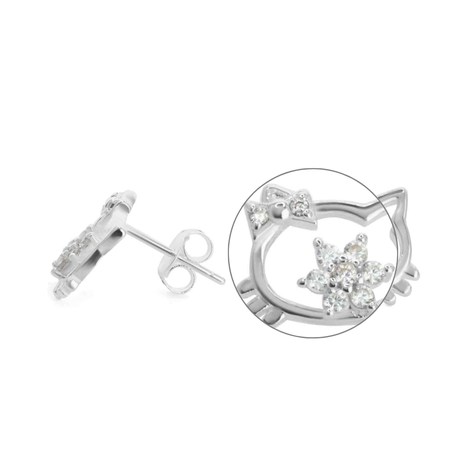 Aros de Plata Figura Hello Kitty Con Circones-2