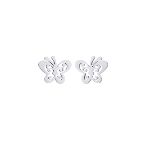 Aros Plateados Satinados Mariposa-0