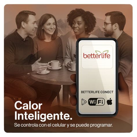 Calefactor Mural De Cristal Wi-Fi 2000W Betterlife BLCV2000W-4