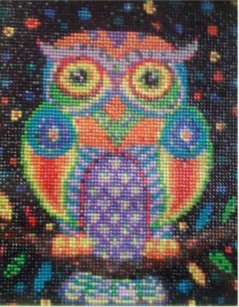 Kit de bordado o pintura por diamante Búho 20x25-1
