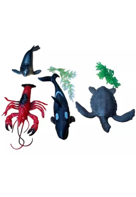 Animales marinos cuatros figuras y dos algas PB-C12-0