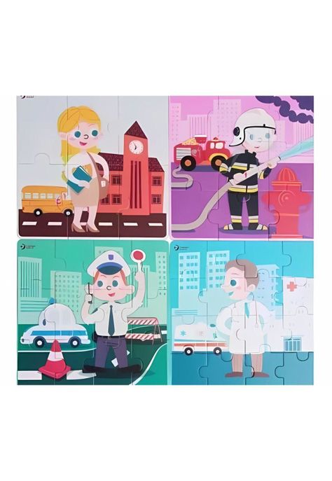 Puzzle 4 En 1 Profesiones Medida 20x20  PB-C5-3