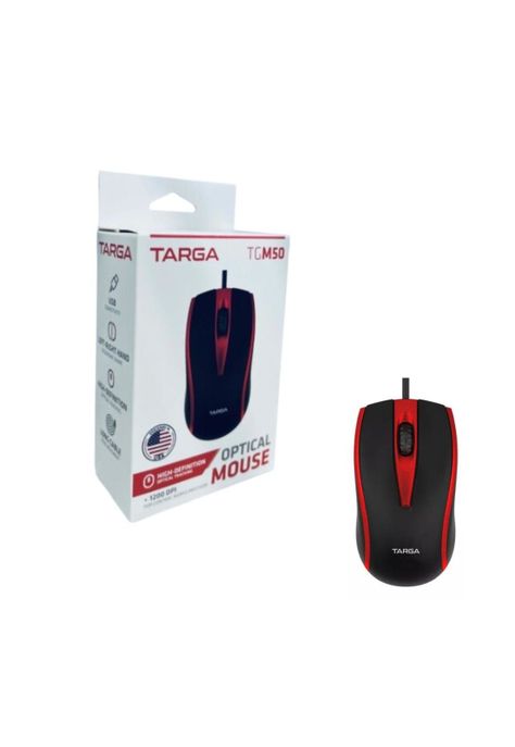 Mouse Alámbrico Optico Targa TGM50 Rojo-0