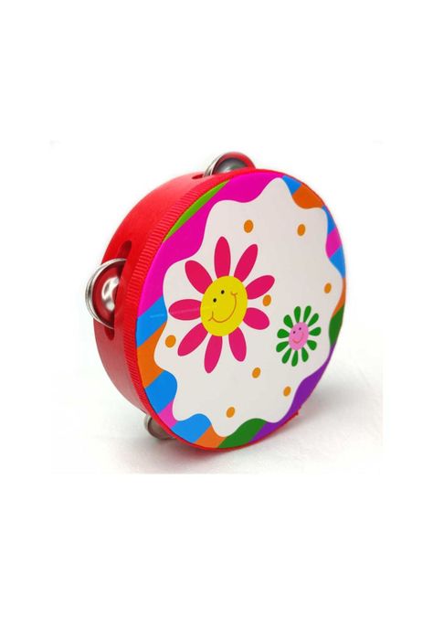 Pandero musical infantil rojo de flores PB-C8-0