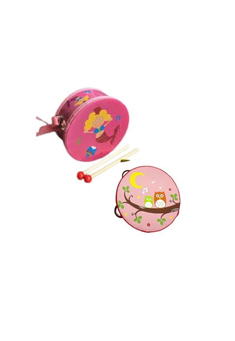 Pandero y Tamboril infantil diseño Rosa Pack Instrumental-0
