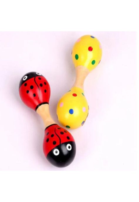Maraca doble, martillo de madera diseño para bebes colores PB-C10-0