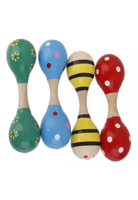 Maraca doble, martillo de madera diseño para bebes colores PB-C10-1