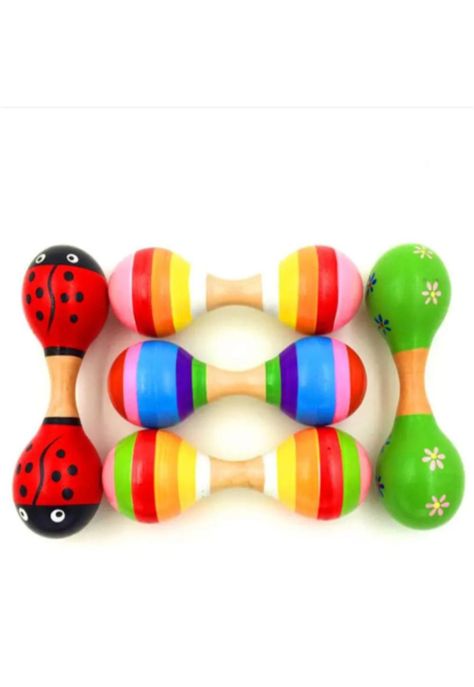Maraca doble de madera, 2 unidades de colores para bebés  PB-C10-1
