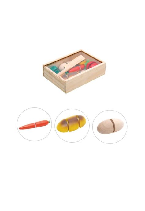 Caja de frutas y verduras de madera con velcro c/tabla 8 pzs PB-C3-0