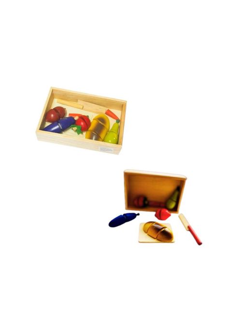 Caja de frutas y verduras de madera con velcro c/tabla 8 pzs PB-C3-1