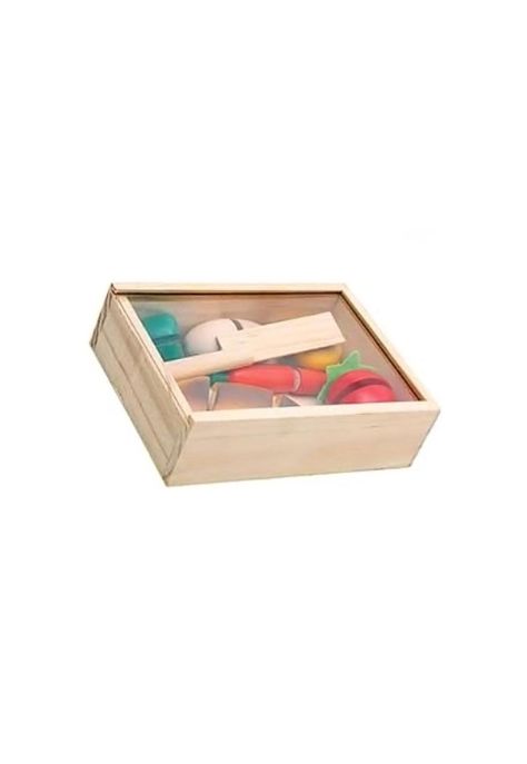 Caja de frutas y verduras de madera con velcro c/tabla 8 pzs PB-C3-2