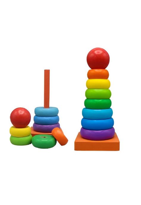 Torre con aros para encaje Rainbow Tower Juguete De Madera PB-C1-0