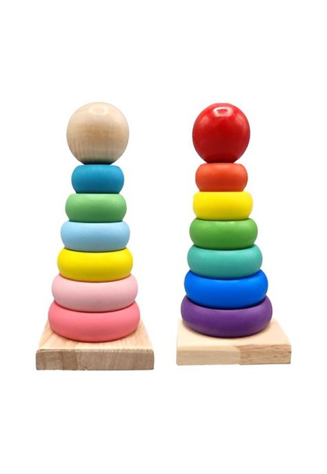 Torre con aros para encaje Rainbow Tower Juguete De Madera PB-C1-1