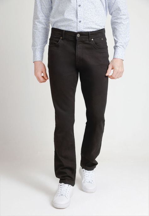 Jeans Hombre Algodón Liso Slim Naze Negro-0