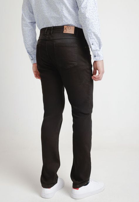 Jeans Hombre Algodón Liso Slim Naze Negro-1