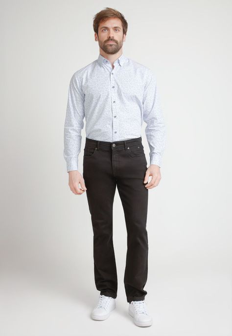 Jeans Hombre Algodón Liso Slim Naze Negro-3