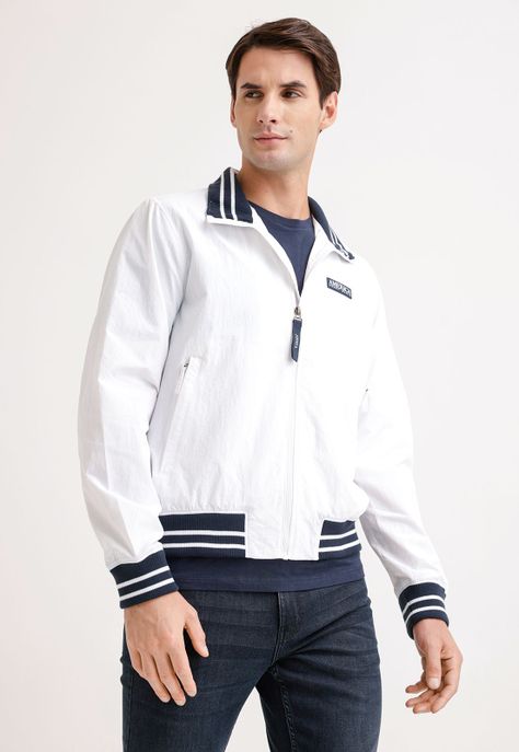 Chaqueta Hombre Cortaviento Casual Blanco-0