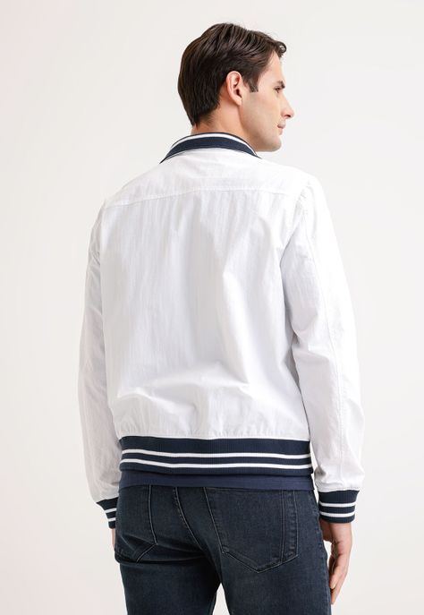 Chaqueta Hombre Cortaviento Casual Blanco-1