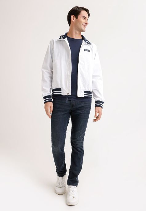 Chaqueta Hombre Cortaviento Casual Blanco-3