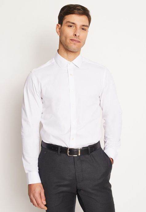 Camisa Formal Hombre Stretch (Elasticada) Blanco-0