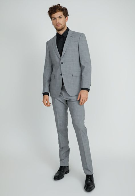 Traje Formal Hombre Slim Fit Business Lana Gris Coolmax (Tela Respirable)-0