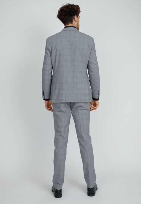 Traje Formal Hombre Slim Fit Business Lana Gris Coolmax (Tela Respirable)-1