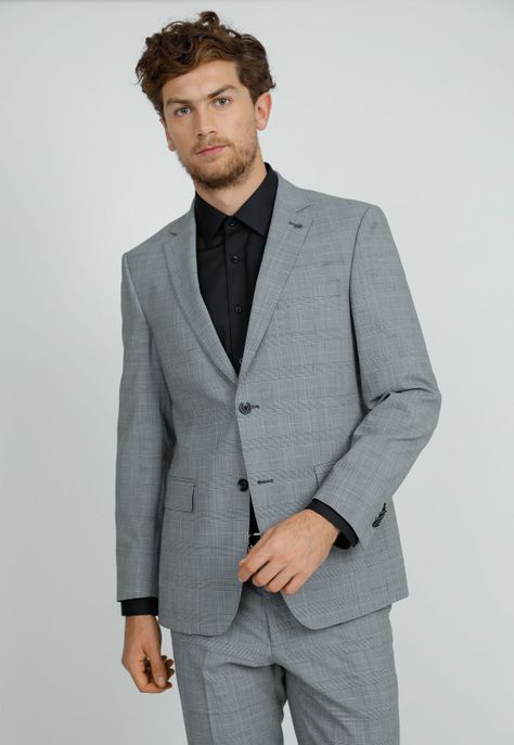 Traje Formal Hombre Slim Fit Business Lana Gris Coolmax (Tela Respirable)-3