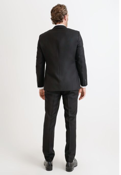 Traje Formal Hombre Mezcla Lana Fantasía Slim Executive Negro-1