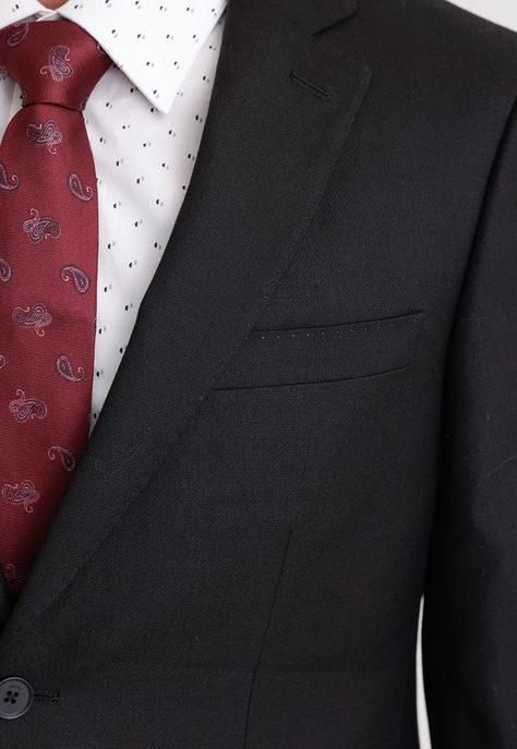 Traje Formal Hombre Mezcla Lana Fantasía Slim Executive Negro-2