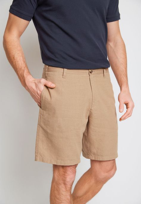 Bermuda Hombre Mezcla Algodón Lino Liso Slim Venus Arena-0