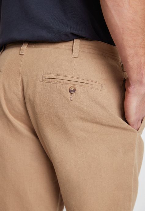 Bermuda Hombre Mezcla Algodón Lino Liso Slim Venus Arena-2