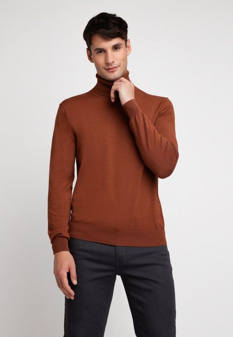 Sweater Hombre Cuello Alto Cafe-0