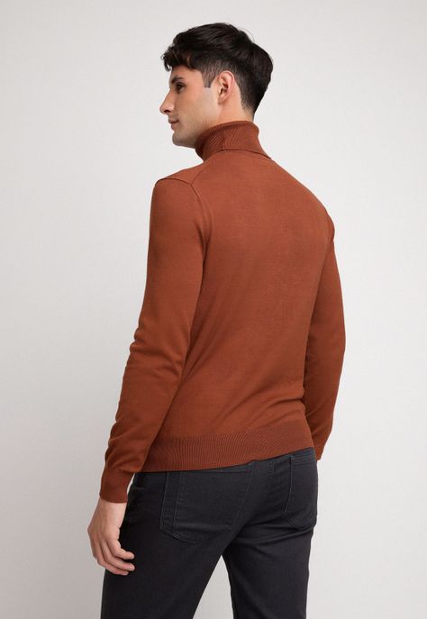 Sweater Hombre Cuello Alto Cafe-1