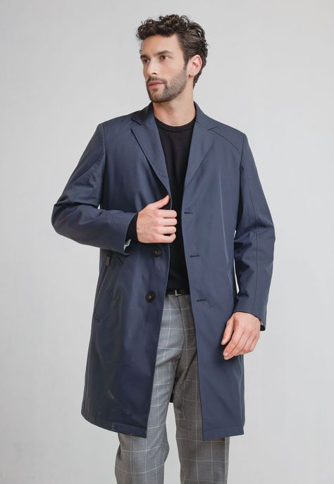 Abrigo Formal Hombre impermeable azul marino-0